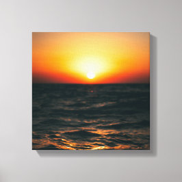 Solnedgång på stranden på canvas