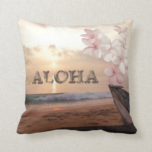 Solnedgång på stranden Plumeria, Aloha Kudde