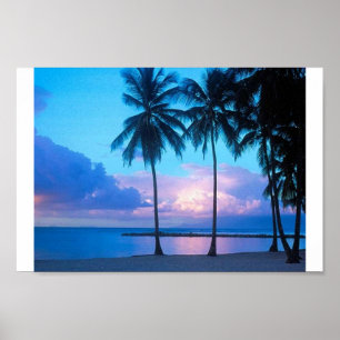 Solnedgång på stranden poster