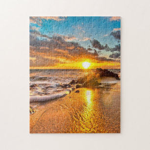 Solnedgång på stranden pussel
