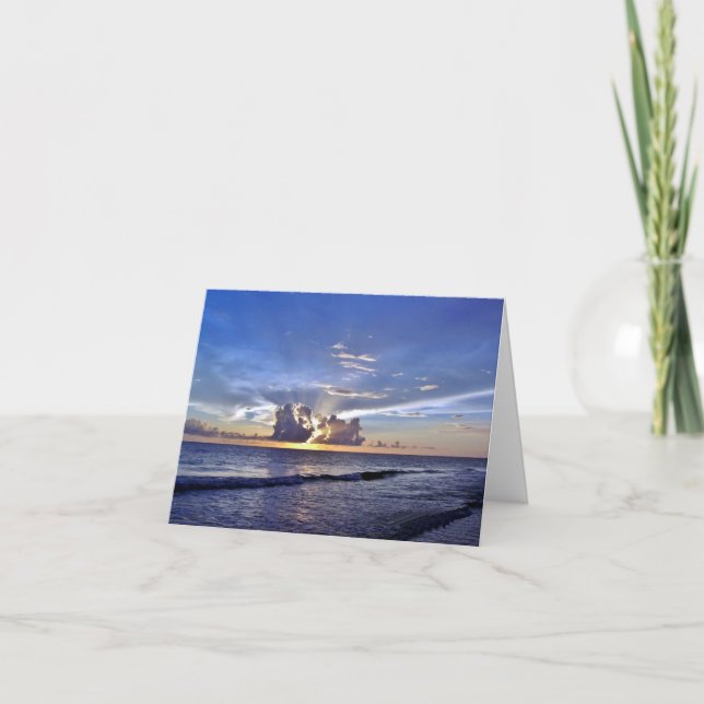 Solnedgång på stranden tack kort (Framsida)