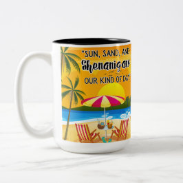 solnedgång på stranden Två-Tonad mugg