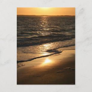 Solnedgång på stranden vykort