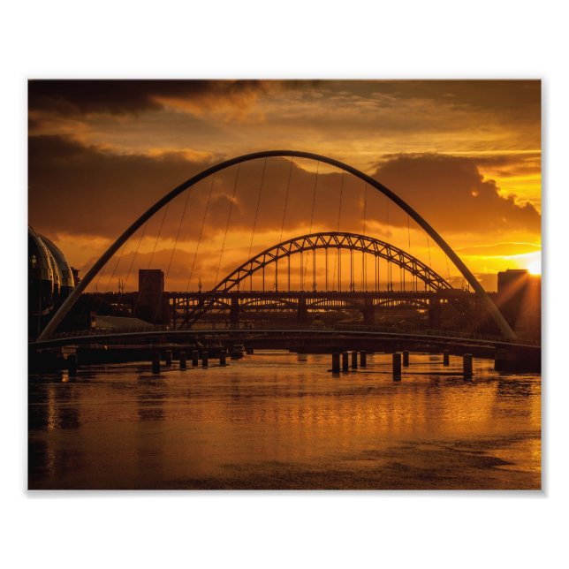 Solnedgång på Tyne Fototryck (Framsidan)