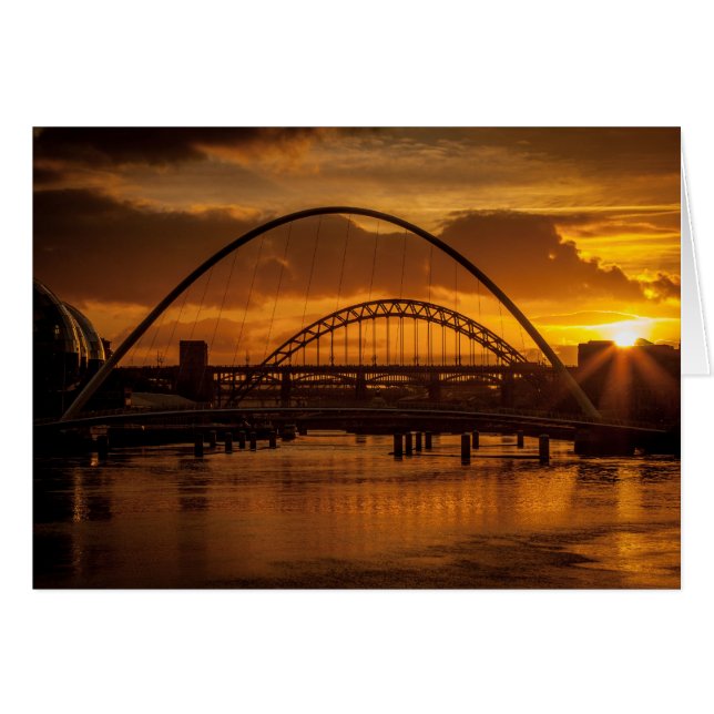 Solnedgång på Tyne Hälsningskort (Framsidan Horizontal)