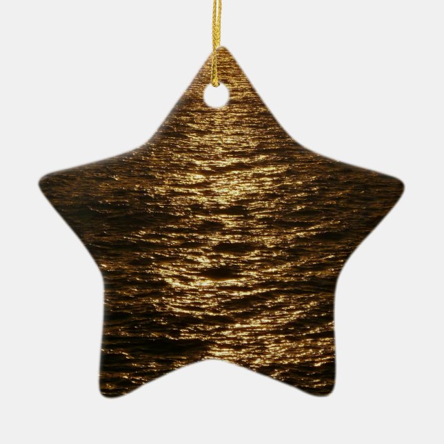 Solnedgång på Vatten Abstrakt Ocean Photography Julgransprydnad Keramik (Framsidan)