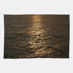 Solnedgång på Vatten Abstrakt Ocean Photography Kökshandduk