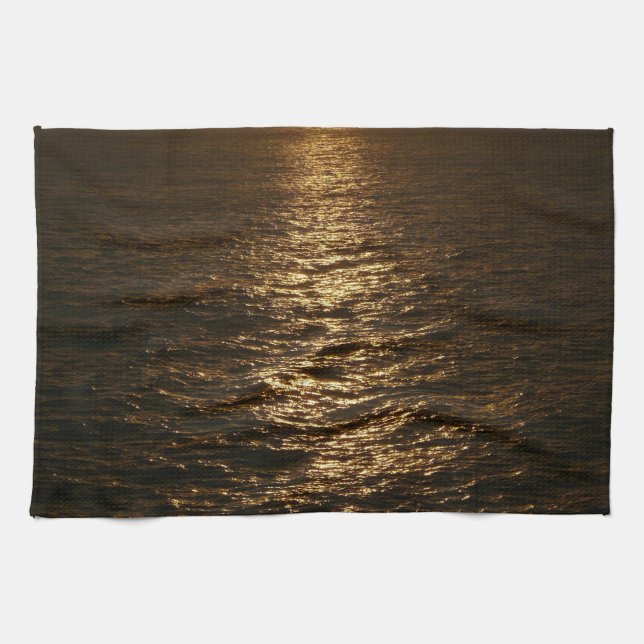 Solnedgång på Vatten Abstrakt Ocean Photography Kökshandduk (Horisontell)