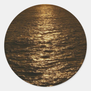 Solnedgång på Vatten Abstrakt Ocean Photography Runt Klistermärke