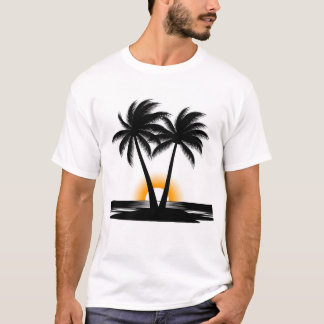 Solnedgång Palmträd | Tropisk Strand T-Shirt