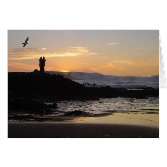 Solnedgång par hälsningskort (Framsidan Horizontal)