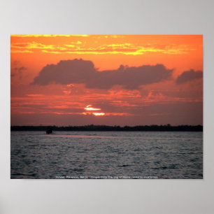 Solnedgång Placencia, Belize Poster
