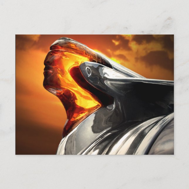 Solnedgång Pontiac Chieftain Classic Car Vykort (Framsida)