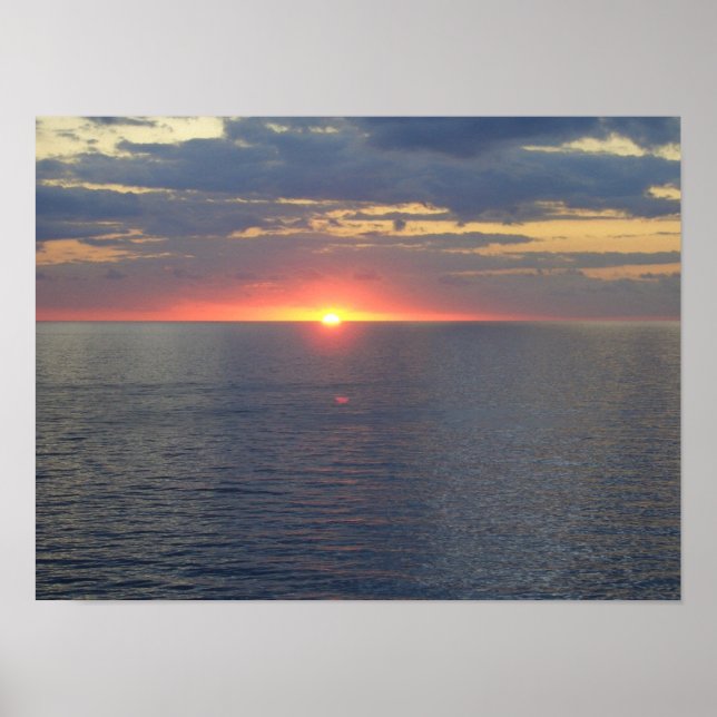 Solnedgång, Poster i blå Oceanen (Framsidan)
