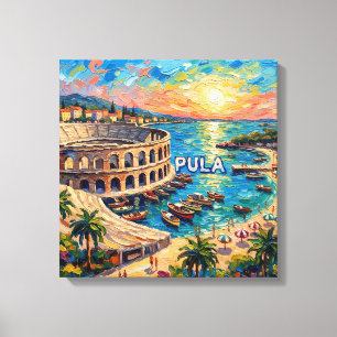 Solnedgång Pula Arena Strand Escapade Canvas Konst