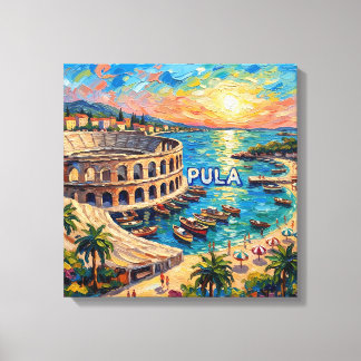 Solnedgång Pula Arena Strand Escapade Canvas Konst