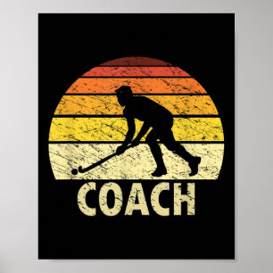 Solnedgång Retro Landhockey Tränare Vintage Hockey Poster