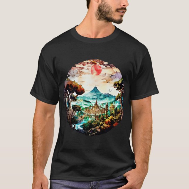 Solnedgång retro t shirt (Framsida)
