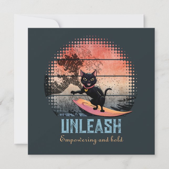 Solnedgång - Riding Cat Julkort (Framsida)