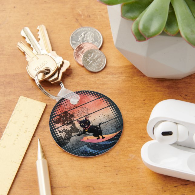 Solnedgång - Riding Cat Nyckelring (Skrivbord)