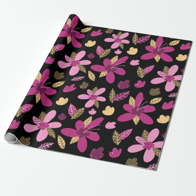 Solnedgång Romantik Flowers Wrapping Papper Presentpapper (Utrullad)