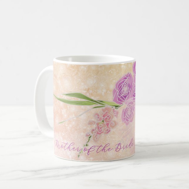 Solnedgång Ros Mor till Bruden-båge Bouquet Kaffemugg (Framsida vänster)