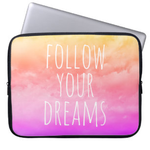 Solnedgång Rosa Följ din drömcitat Laptop sleeve