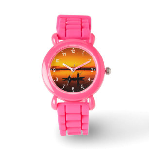 Solnedgång, Rwing Boat Silhouette-16497 Armbandsur