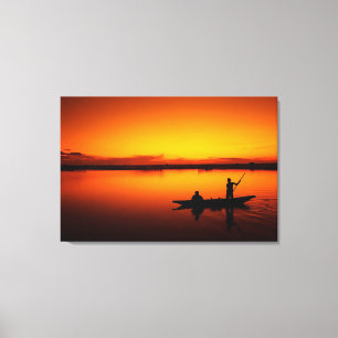 Solnedgång, Rwing Boat Silhouette-16497 Canvastryck