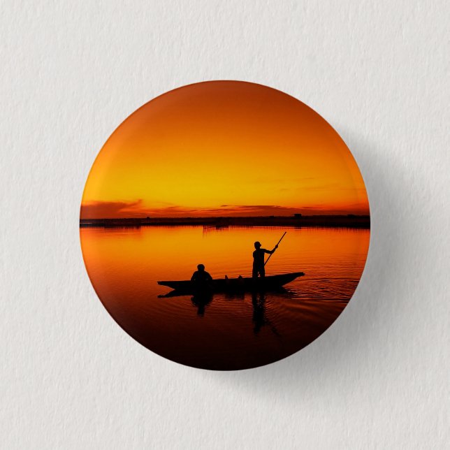 Solnedgång, Rwing Boat Silhouette-16497 Knapp (Framsida)