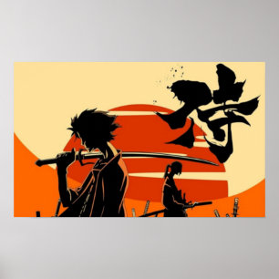 Solnedgång Samuraj Vin Poster