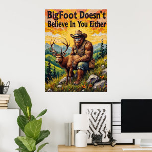 Solnedgång: Sasquatch och Fawn Poster