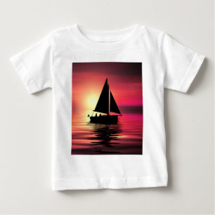 Solnedgång, segelbåt i havet-39186 t shirt