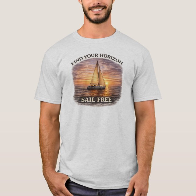 Solnedgång Segelbåt Mugg Segla Fri Ocean Kaffe Mug T Shirt (Framsida)