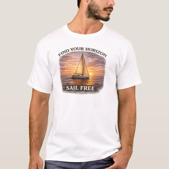 Solnedgång Segelbåt Mugg Segla Fri Ocean Kaffe Mug T Shirt (Framsida)