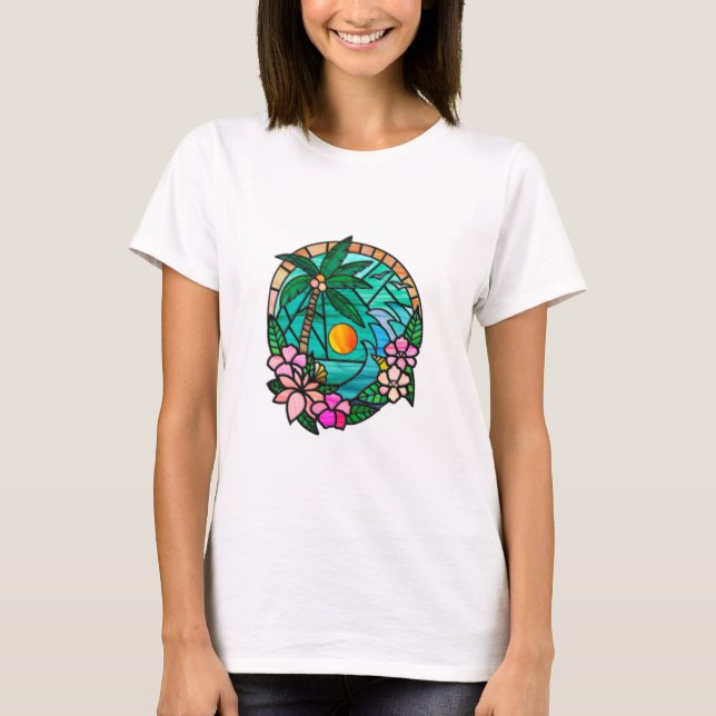 Solnedgång Semester Sommar Strand T Shirt (Framsida)
