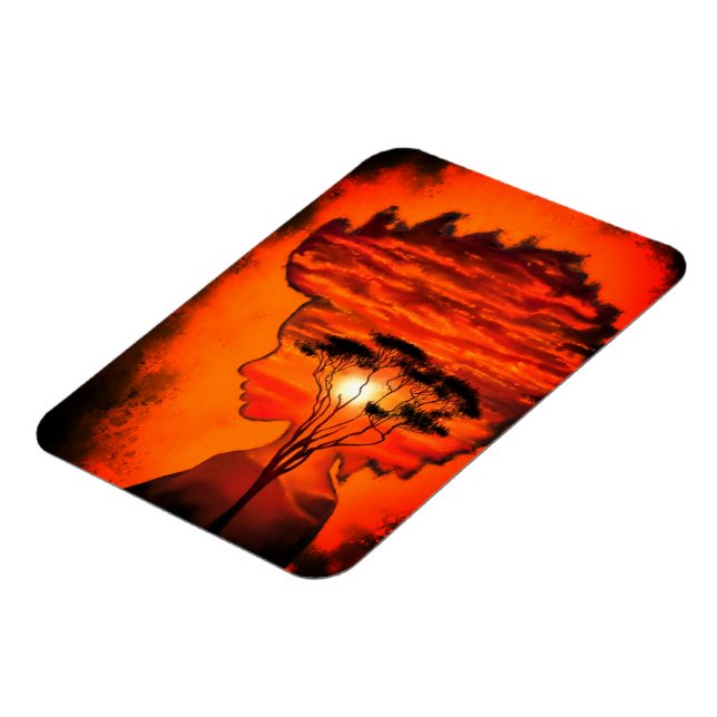 Solnedgång Silhouette Art Magnet - Målning (Vänstra Sidan)