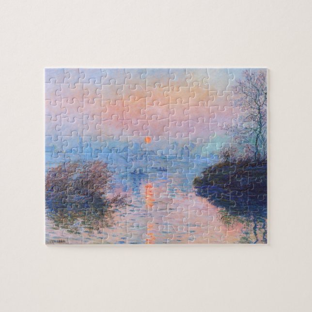 Solnedgång, sill på Lavacourt Monet Fine Art Pussel (Horisontell)