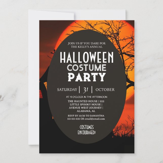 Solnedgång Siluett Halloween Kostymer Fest Inbjudningar (Framsida)