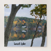 Solnedgång Sjö Large Fall Puzzle
