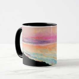 Solnedgång Sjö Rosa Blue Art Mugg