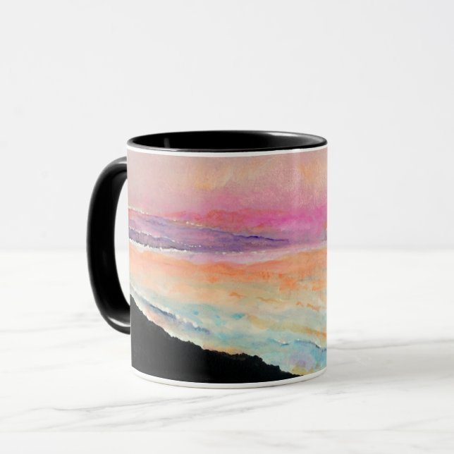 Solnedgång Sjö Rosa Blue Art Mugg (Framsida vänster)