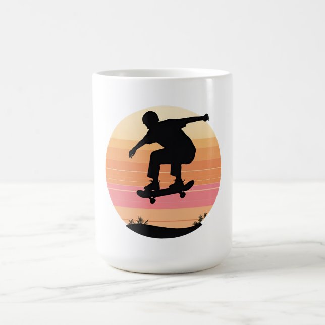 Solnedgång Skater Silhouette - Minimal Skate Art Kaffemugg (Center)