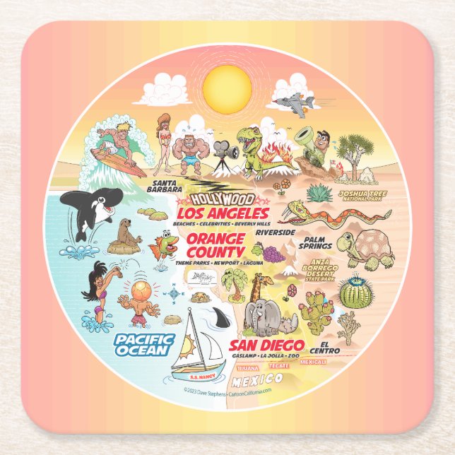 Solnedgång SoCal Underlägg Papper Kvadrat (Framsidan)