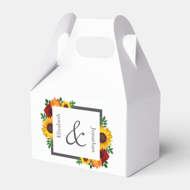 Solnedgång Solros Ros Blommig Bröllop Presentaskar (Framsidan Sidan)