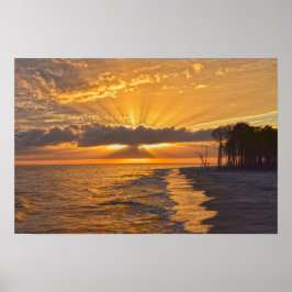Solnedgång Solstrålar på Dauphin Island, Alabama Poster