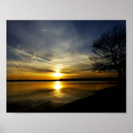 Solnedgång som flytande Guld Poster