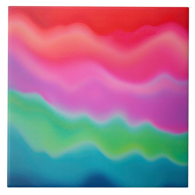 "Solnedgång Sorbet" färgstark Abstrakt Art Kakelplatta (Framsidan)