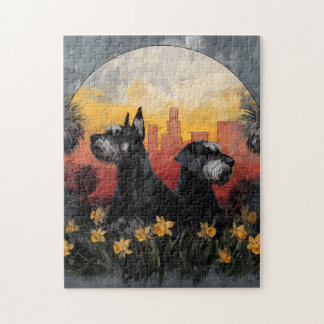 Solnedgång Stad Hund Puzzle Pussel
