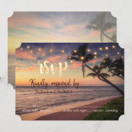 Solnedgång Strand Bröllop, Palmer,Ljus RSVP Inbjudningar